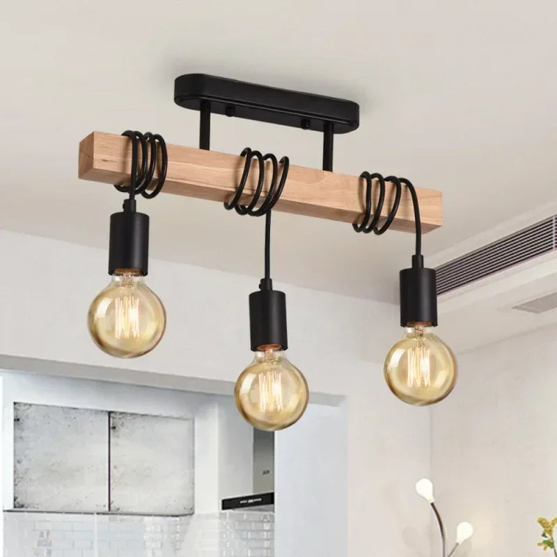 Luminaire Plafonnier Design Rétro Bois – Référence: Léo2841