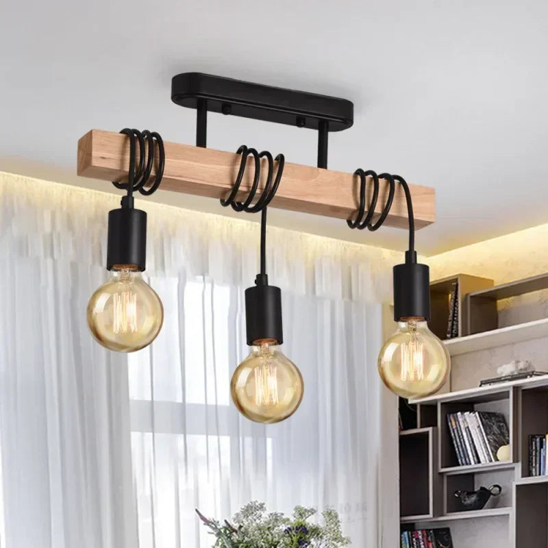 Luminaire Plafonnier Design Rétro Bois – Référence: Léo2841