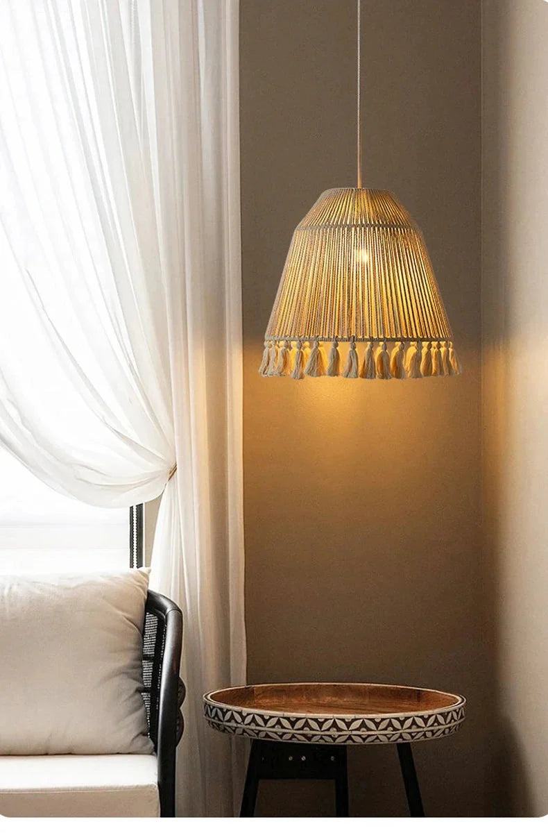 Abat-jour Bohémien En Chanvre Tissé À La Main Luminaire IL582734-ILLUMEEN.COM