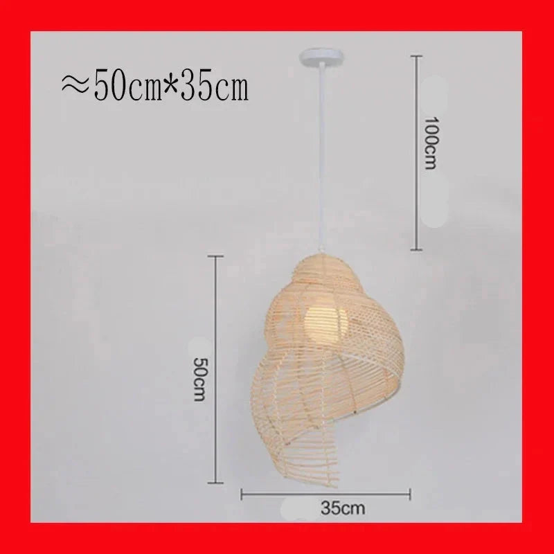 Abat-jour en Bambou et Rotin RON en Forme d'Escargot de Mer - Élégance Asiatique Pour Votre Intérieur Luminaire IL582947-ILLUMEEN.COM