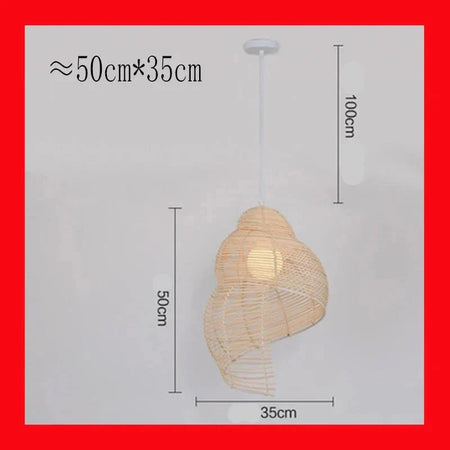 Abat-jour en Bambou et Rotin RON en Forme d'Escargot de Mer - Élégance Asiatique Pour Votre Intérieur Luminaire IL582947-ILLUMEEN.COM
