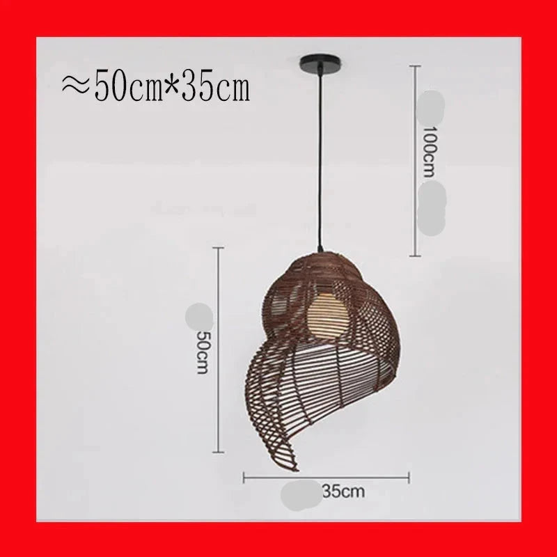 Abat-jour en Bambou et Rotin RON en Forme d'Escargot de Mer - Élégance Asiatique Pour Votre Intérieur Luminaire IL582947-ILLUMEEN.COM
