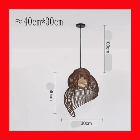 Abat-jour en Bambou et Rotin RON en Forme d'Escargot de Mer - Élégance Asiatique Pour Votre Intérieur Luminaire IL582947-ILLUMEEN.COM