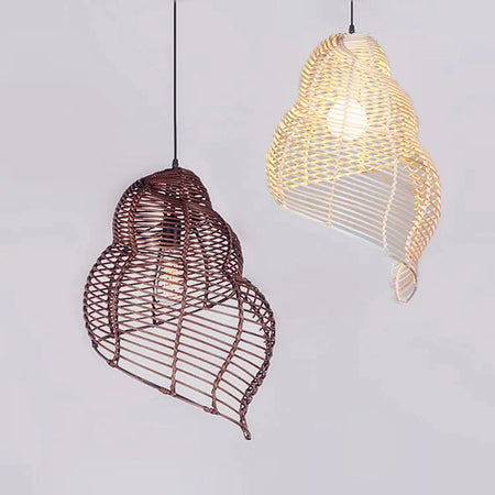 Abat-jour en Bambou et Rotin RON en Forme d'Escargot de Mer - Élégance Asiatique Pour Votre Intérieur Luminaire IL582947-ILLUMEEN.COM