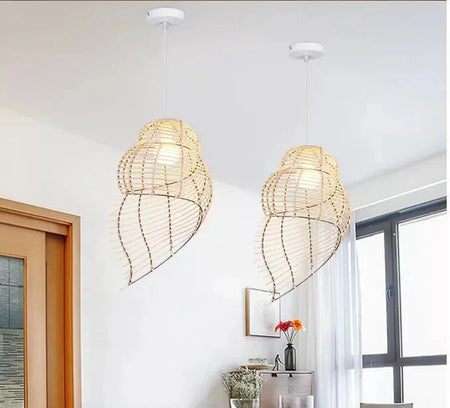 Abat-jour en Bambou et Rotin RON en Forme d'Escargot de Mer - Élégance Asiatique Pour Votre Intérieur Luminaire IL582947-ILLUMEEN.COM