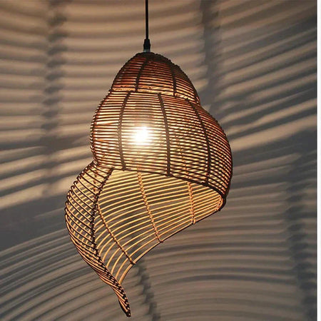 Abat-jour en Bambou et Rotin RON en Forme d'Escargot de Mer - Élégance Asiatique Pour Votre Intérieur Luminaire IL582947-ILLUMEEN.COM