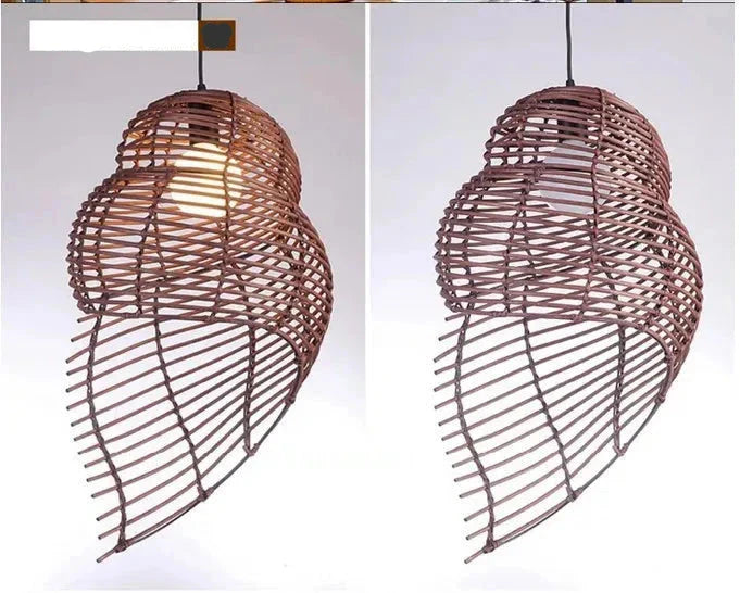 Abat-jour en Bambou et Rotin RON en Forme d'Escargot de Mer - Élégance Asiatique Pour Votre Intérieur Luminaire IL582947-ILLUMEEN.COM