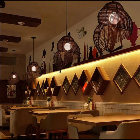Abat-jour en Bambou et Rotin RON en Forme d'Escargot de Mer - Élégance Asiatique Pour Votre Intérieur Luminaire IL582947-ILLUMEEN.COM