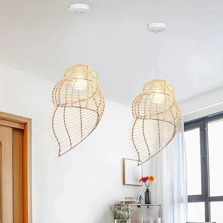 Abat-jour en Bambou et Rotin RON en Forme d'Escargot de Mer - Élégance Asiatique Pour Votre Intérieur Luminaire IL582947-ILLUMEEN.COM