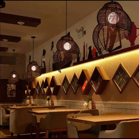 Abat-jour en Bambou et Rotin RON en Forme d'Escargot de Mer - Élégance Asiatique Pour Votre Intérieur Luminaire IL582947-ILLUMEEN.COM