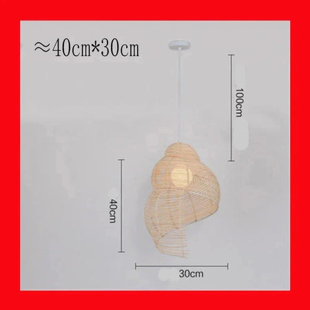 Abat-jour en Bambou et Rotin RON en Forme d'Escargot de Mer - Élégance Asiatique Pour Votre Intérieur Luminaire IL582947-ILLUMEEN.COM
