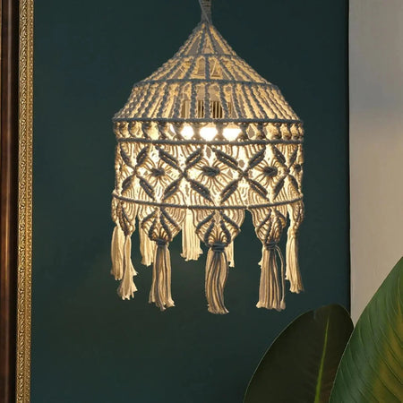 Abat-jour en Macramé Boho avec Pompon pour un Éclat Élégant et Unique Luminaire IL472936-ILLUMEEN.COM