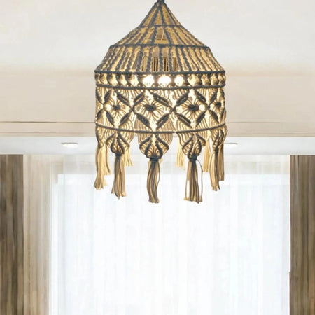 Abat-jour en Macramé Boho avec Pompon pour un Éclat Élégant et Unique Luminaire IL472936-ILLUMEEN.COM