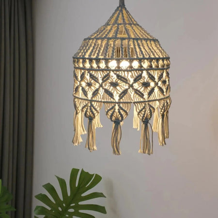 Abat-jour en Macramé Boho avec Pompon pour un Éclat Élégant et Unique Luminaire IL472936-ILLUMEEN.COM