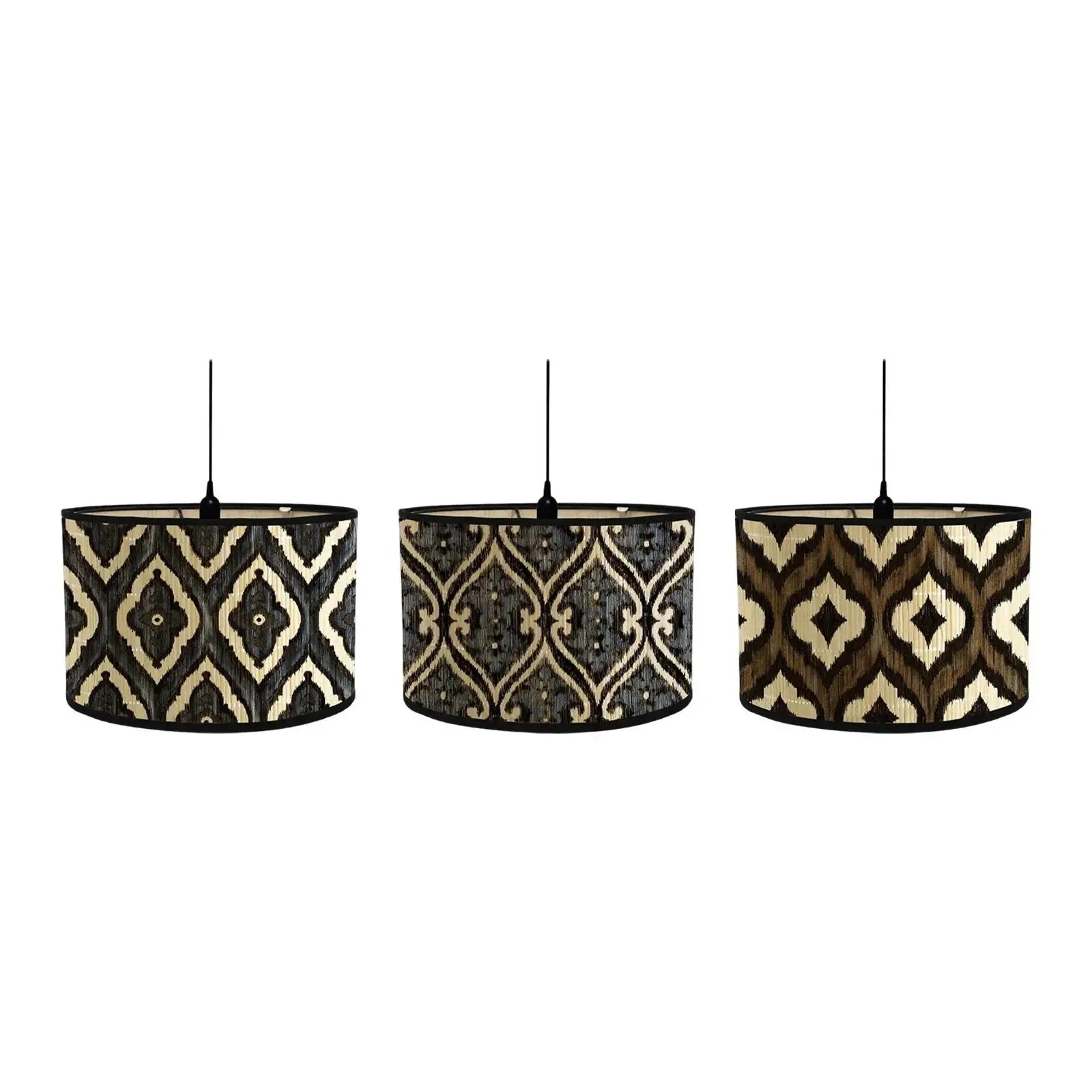 Abat-jour Tambour en Bambou E27 au Motif Floral Vintage Luminaire IL193742-ILLUMEEN.COM