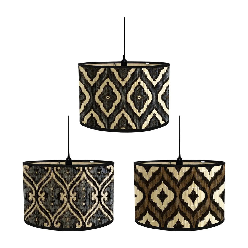 Abat-jour Tambour en Bambou E27 au Motif Floral Vintage Luminaire IL193742-ILLUMEEN.COM