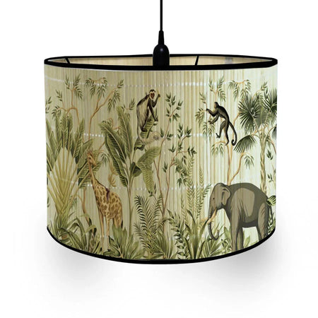 Abat-Jour Vintage en Bambou avec Motif Floral Aviaire – Élégance du Luminaire Artisanale IL582471-ILLUMEEN.COM