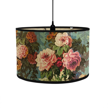 Abat-Jour Vintage en Bambou avec Motif Floral Aviaire – Élégance du Luminaire Artisanale IL582471-ILLUMEEN.COM