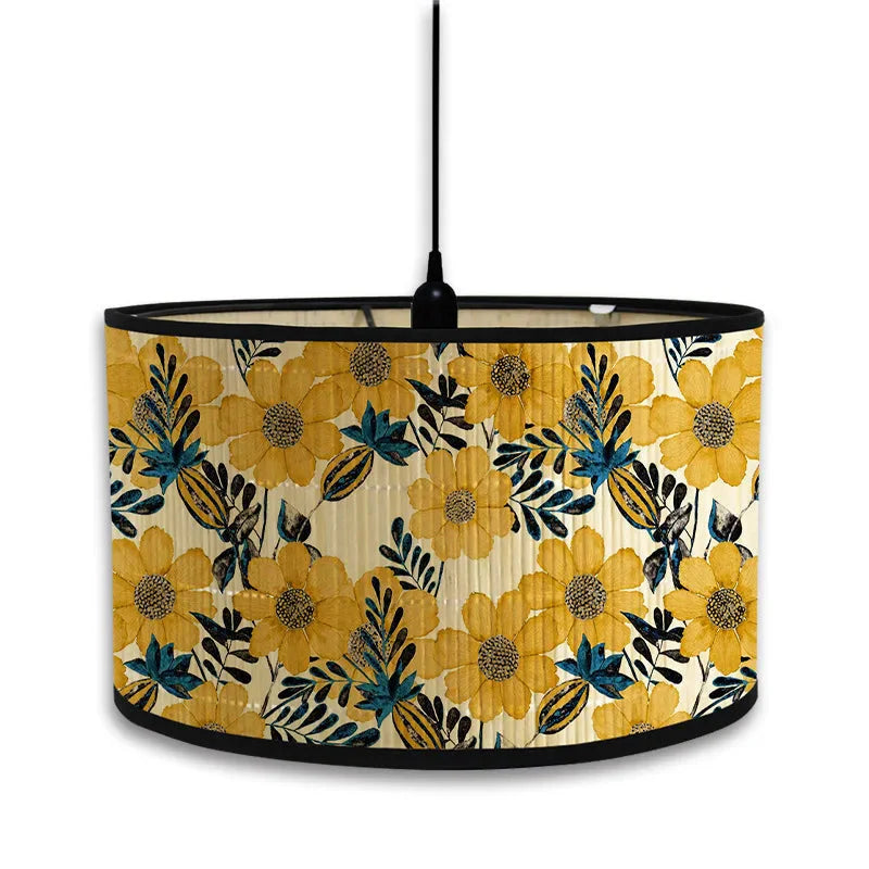 Abat-Jour Vintage en Bambou avec Motif Floral Aviaire – Élégance du Luminaire Artisanale IL582471-ILLUMEEN.COM