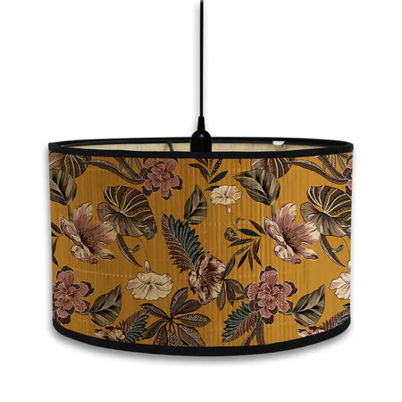 Abat-Jour Vintage en Bambou avec Motif Floral Aviaire – Élégance du Luminaire Artisanale IL582471-ILLUMEEN.COM