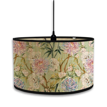 Abat-Jour Vintage en Bambou avec Motif Floral Aviaire – Élégance du Luminaire Artisanale IL582471-ILLUMEEN.COM