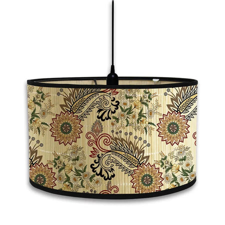 Abat-Jour Vintage en Bambou avec Motif Floral Aviaire – Élégance du Luminaire Artisanale IL582471-ILLUMEEN.COM