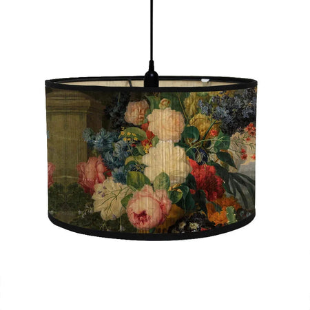 Abat-Jour Vintage en Bambou avec Motif Floral Aviaire – Élégance du Luminaire Artisanale IL582471-ILLUMEEN.COM