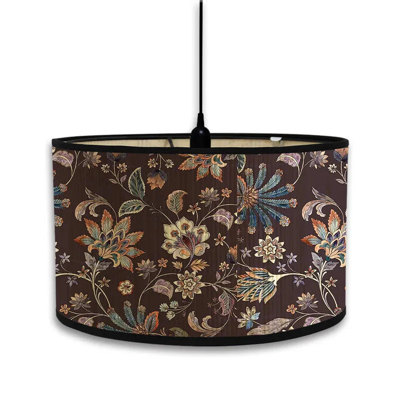 Abat-Jour Vintage en Bambou avec Motif Floral Aviaire – Élégance du Luminaire Artisanale IL582471-ILLUMEEN.COM