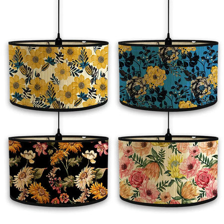 Abat-Jour Vintage en Bambou avec Motif Floral Aviaire – Élégance du Luminaire Artisanale IL582471-ILLUMEEN.COM
