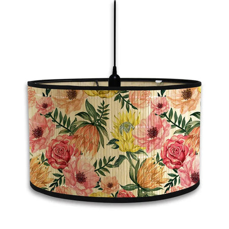 Abat-Jour Vintage en Bambou avec Motif Floral Aviaire – Élégance du Luminaire Artisanale IL582471-ILLUMEEN.COM