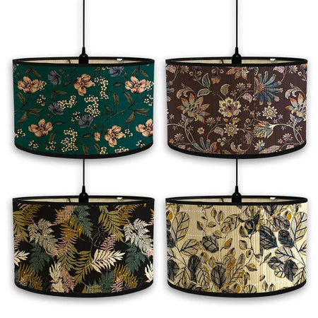 Abat-Jour Vintage en Bambou avec Motif Floral Aviaire – Élégance du Luminaire Artisanale IL582471-ILLUMEEN.COM