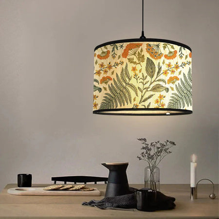 Abat-Jour Vintage en Bambou avec Motif Floral Aviaire – Élégance du Luminaire Artisanale IL582471-ILLUMEEN.COM