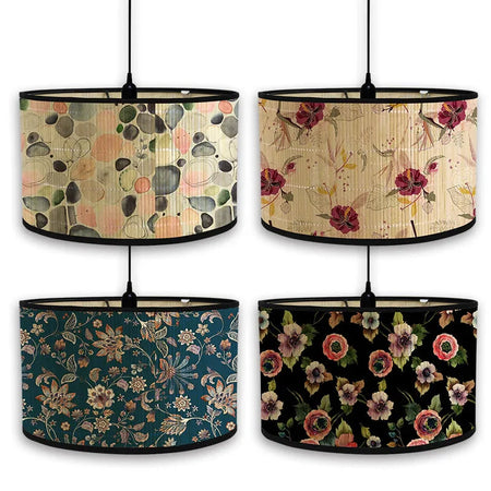 Abat-Jour Vintage en Bambou avec Motif Floral Aviaire – Élégance du Luminaire Artisanale IL582471-ILLUMEEN.COM