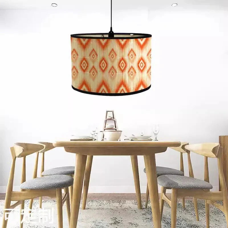 Abat-Jour Vintage en Bambou avec Motif Floral Aviaire – Élégance du Luminaire Artisanale IL582471-ILLUMEEN.COM