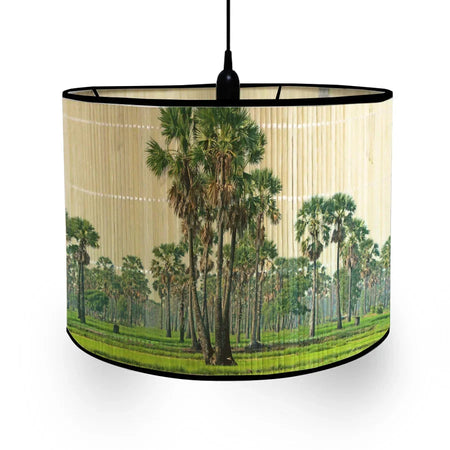Abat-Jour Vintage en Bambou avec Motif Floral Aviaire – Élégance du Luminaire Artisanale IL582471-ILLUMEEN.COM