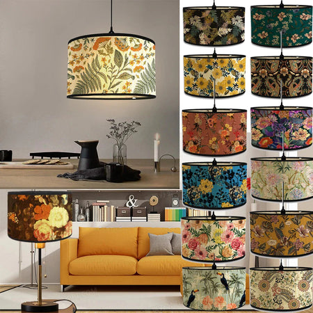 Abat-Jour Vintage en Bambou avec Motif Floral Aviaire – Élégance du Luminaire Artisanale IL582471-ILLUMEEN.COM