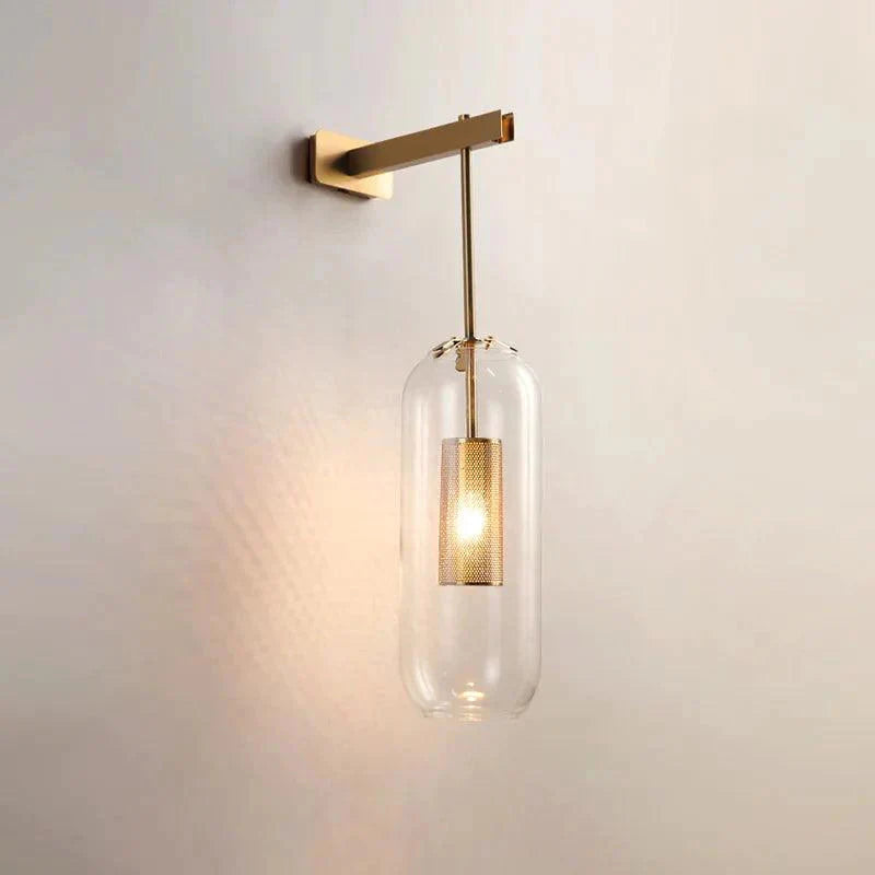 Applique Murale Élégante : Verre Clair et Métal Or IL529374-ILLUMEEN.COM
