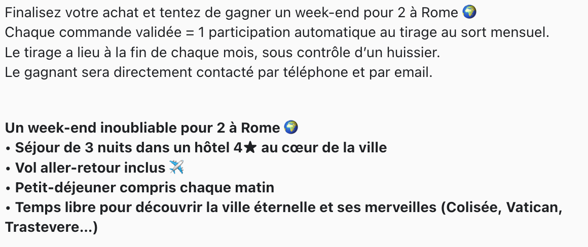 X1 Participation - Finalisez votre achat et tentez de gagner un week-end pour 2 à Rome 🌍 - ILLUMEEN.COM