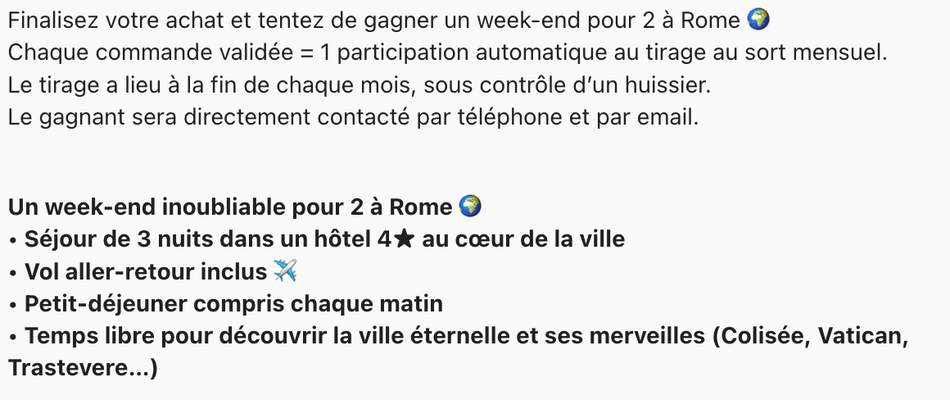 X1 Participation - Finalisez votre achat et tentez de gagner un week-end pour 2 à Rome 🌍 - ILLUMEEN.COM