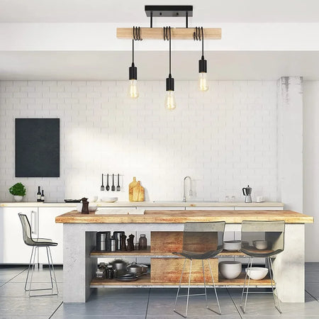 Luminaire Plafonnier Design Rétro Bois – Référence: Léo2841-ILLUMEEN.COM