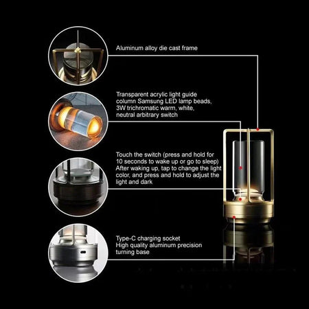 Lampe de Table Élégante à Luminosité Réglable et Rechargeable IL482307-ILLUMEEN.COM