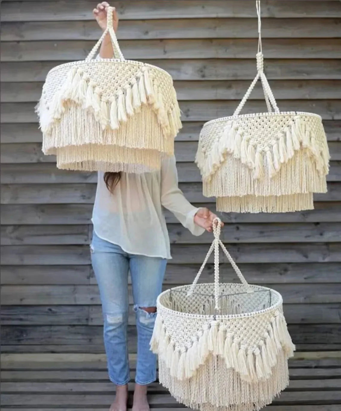 Luminaire Abat-jour en Macramé Tissé à la Main IL572839-ILLUMEEN.COM