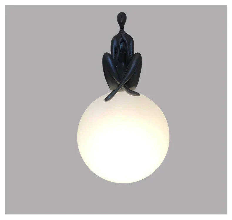 Luminaire Art Déco En Verre Givré Portrait Rétro IL582734-ILLUMEEN.COM
