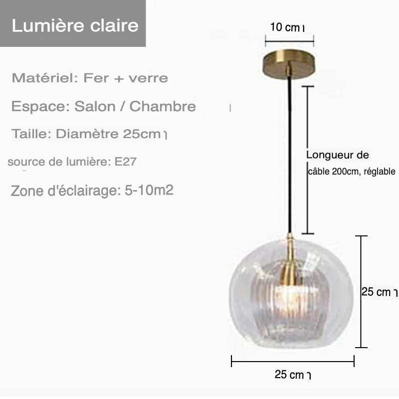 Luminaire Chic en Verre Transparent avec Accents Dorés IL583729-ILLUMEEN.COM