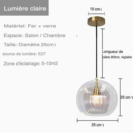 Luminaire Chic en Verre Transparent avec Accents Dorés IL583729-ILLUMEEN.COM