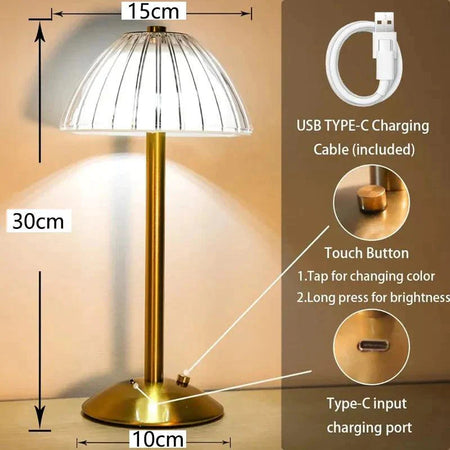Luminaire Chic : Lampe de Table Rétro Élégante avec Capteur Tactile et Éclairage LED IL482739-ILLUMEEN.COM