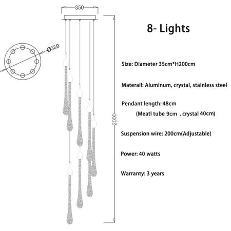 Luminaire Élégance Cristal et Acier Inoxydable IL295748-ILLUMEEN.COM