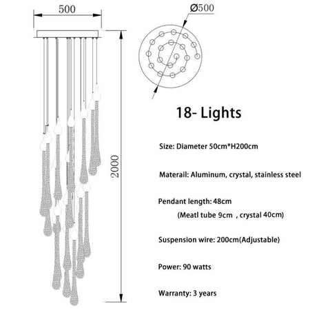 Luminaire Élégance Cristal et Acier Inoxydable IL295748-ILLUMEEN.COM