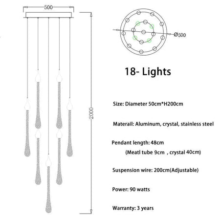 Luminaire Élégance Cristal et Acier Inoxydable IL295748-ILLUMEEN.COM