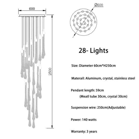 Luminaire Élégance Cristal et Acier Inoxydable IL295748-ILLUMEEN.COM